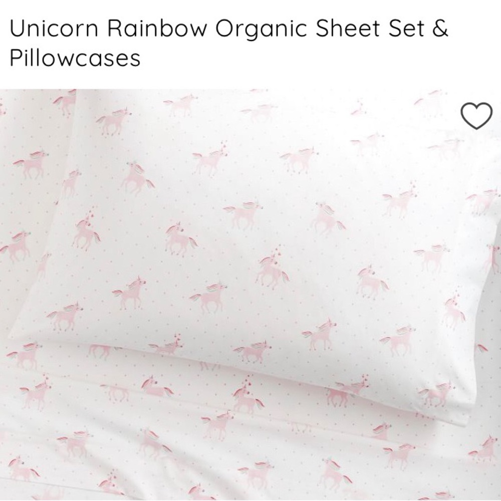 Pink Molly Unicorn Rainbow Organic Sheet Set by Pottery Barn Kids